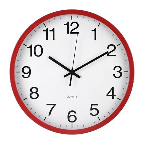 Red wall clock - red,